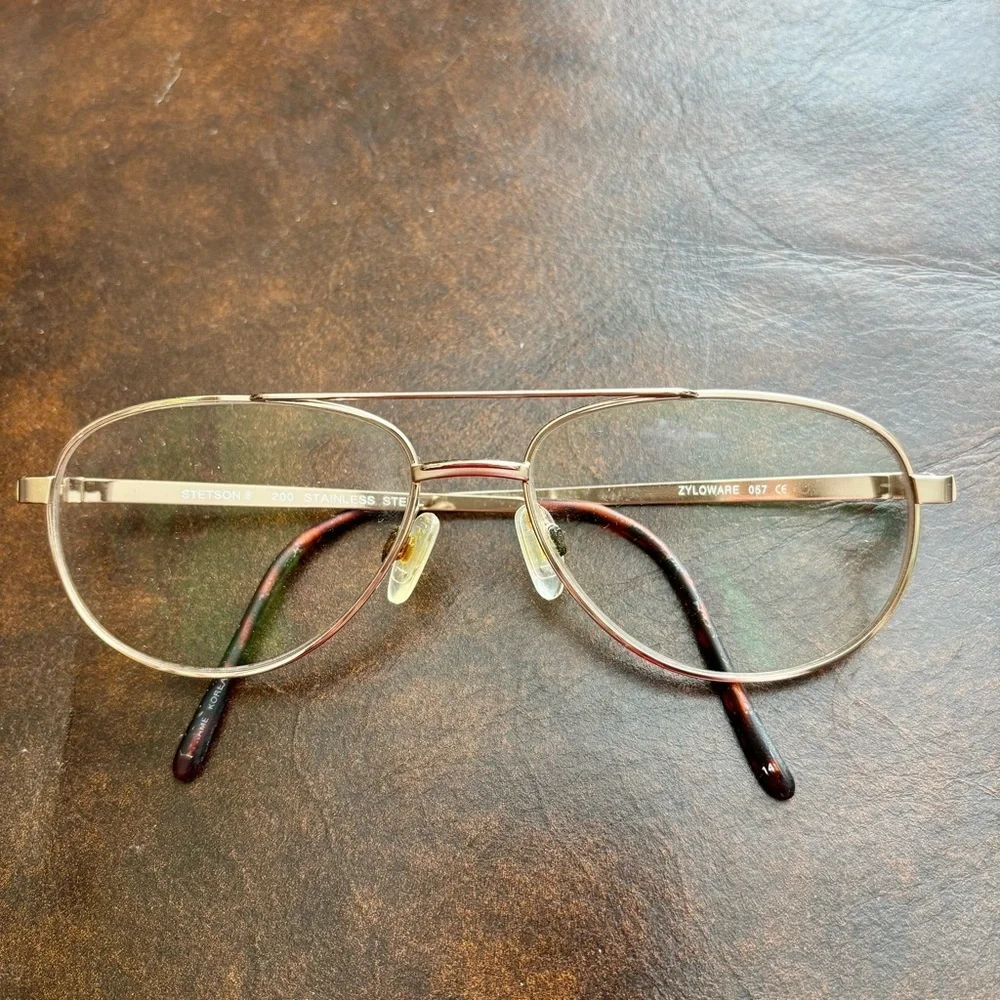 Stetson Zyloware 057 Stainless Steel Gold Aviator UnisexGlasses Frame Only 55-16 - Picture 9 of 12